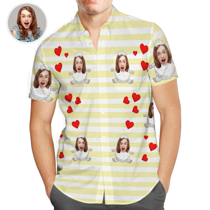 Men’s shirt size chart for Personalised Photo Hawaiian Shirt — check measurements before ordering for the perfect fit; recommended for personalised Valentine’s gifts and casual beach wear