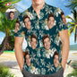 Custom Face Vintage Hawaiian Shirt — unisex personalised Hawaiian shirt front view with high-resolution face print and vintage floral design on breathable 4-way stretch polyester