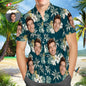 Back view of personalised Hawaiian shirt with face print — casual, lightweight beachwear for men