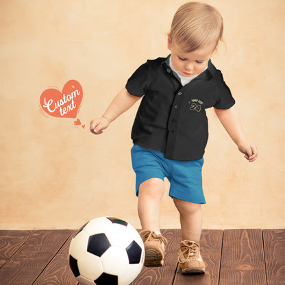 Personalised kids Hawaiian shirt with custom face cutout, child's name and team number on a vibrant tropical print — lightweight 95% polyester/5% spandex, perfect personalised photo birthday gift