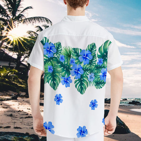 Personalised Photo Aloha Shirt folded view highlighting vivid face and glasses print and neat stitching, perfect novelty personalised gift