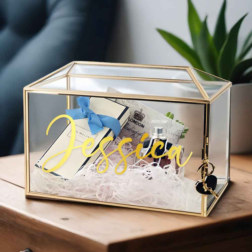 Personalized Engraved Glass Wedding Keepsake Box