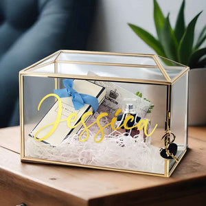 Personalized Engraved Glass Wedding Keepsake Box