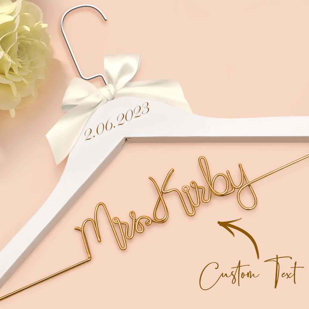 Customizable Text Name Date Bow Wedding Dress Hanger Gift for Weddings