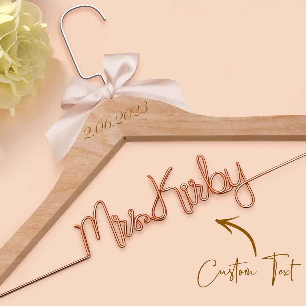 Customizable Text Name Date Bow Wedding Dress Hanger Gift for Weddings