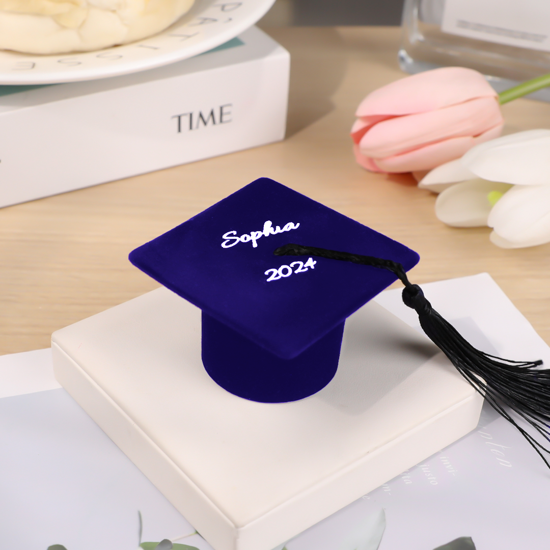 Personalised Graduation Cap Ring Box Class of 2024 - Engraved Graduate Gift