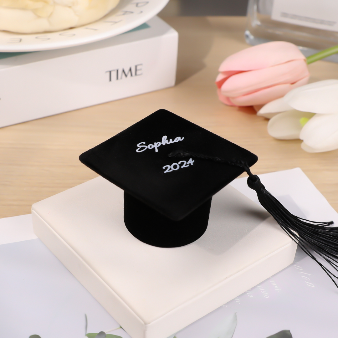 Personalised Graduation Cap Ring Box Class of 2024 - Engraved Graduate Gift