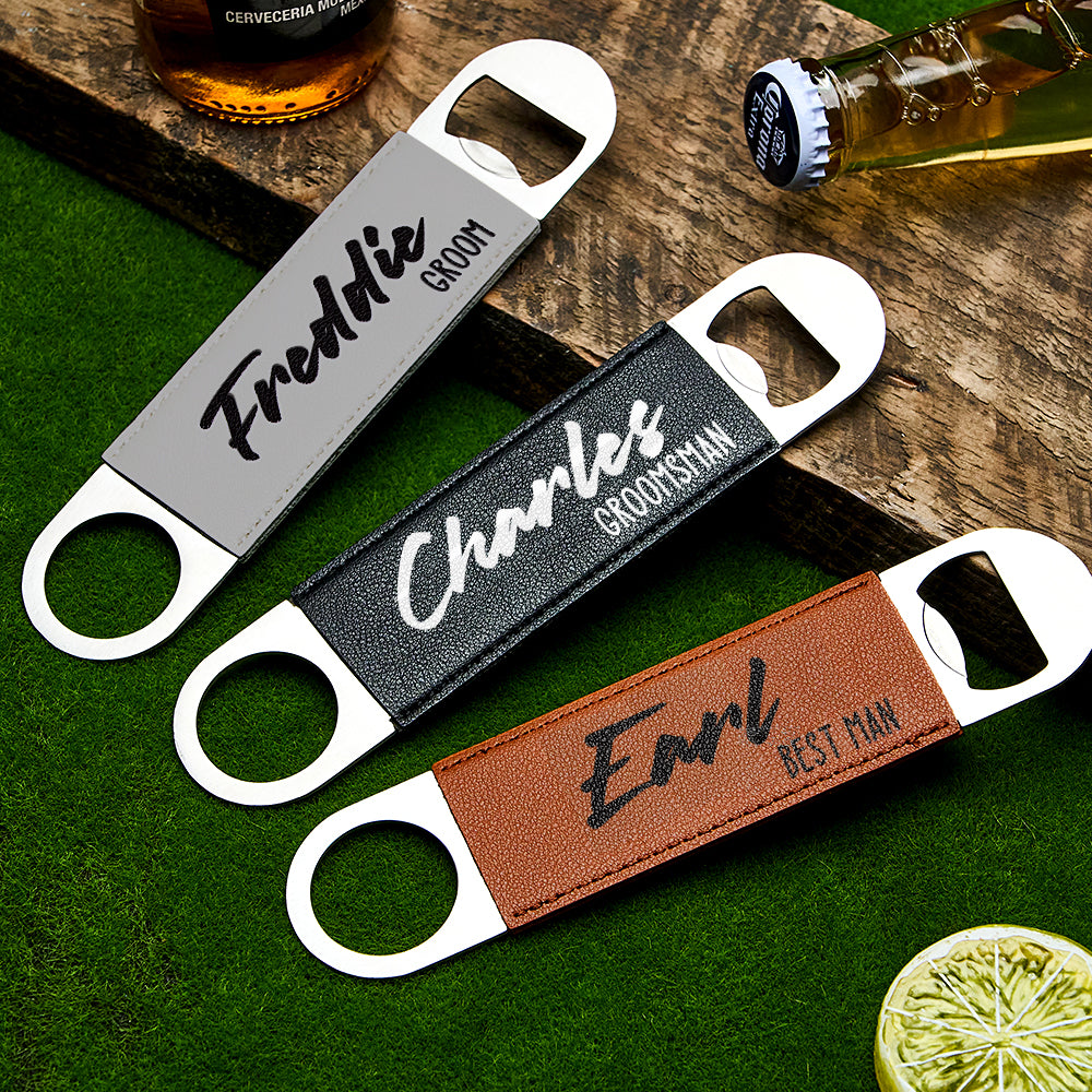 Personalised Leather Bottle Opener | Unique Groomsmen & Best Man Gift