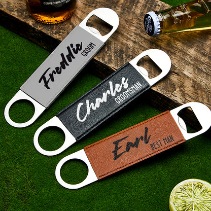 Personalised Leather Bottle Opener | Unique Groomsmen & Best Man Gift