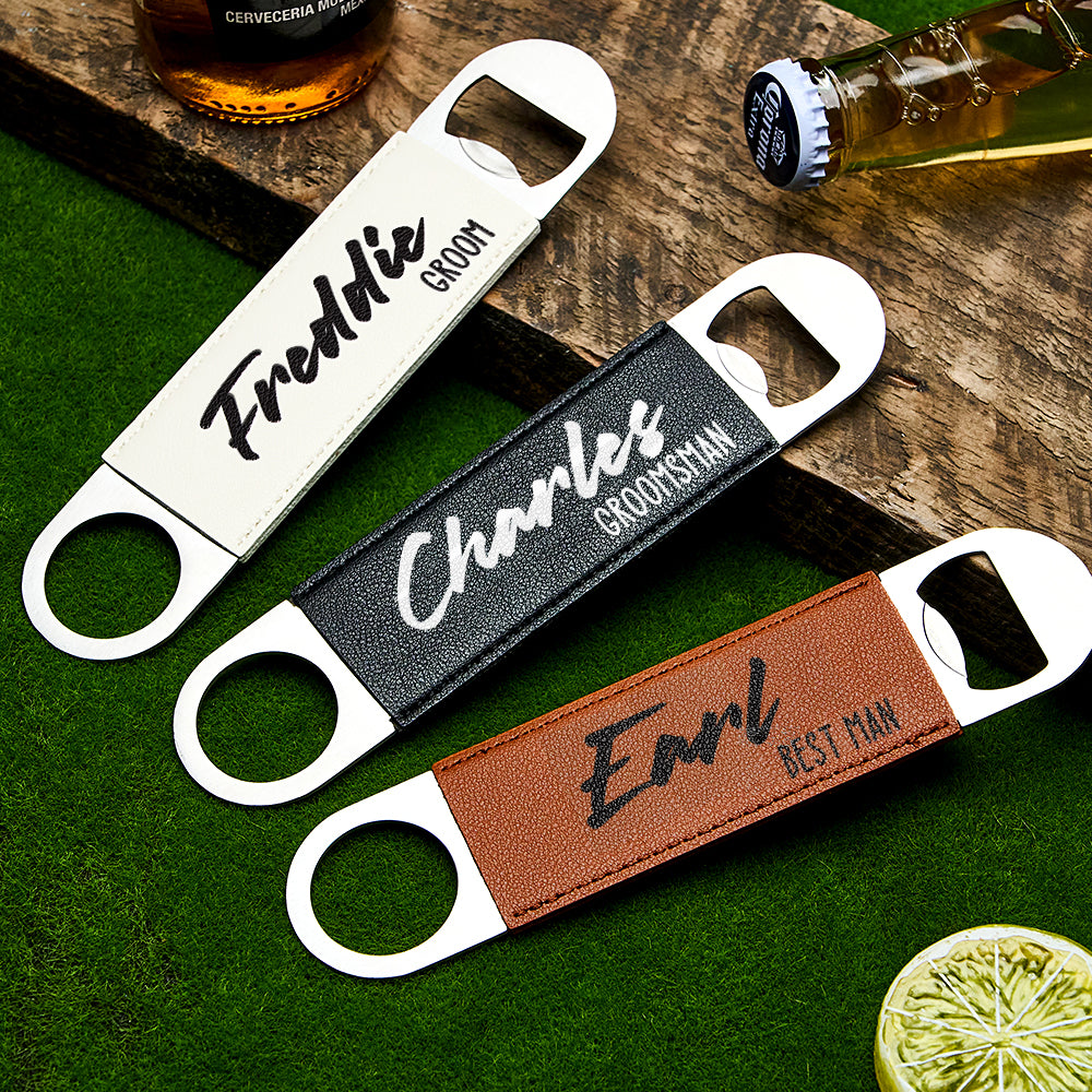 Personalised Leather Bottle Opener | Unique Groomsmen & Best Man Gift