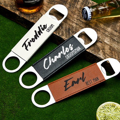 Personalised Leather Bottle Opener | Unique Groomsmen & Best Man Gift