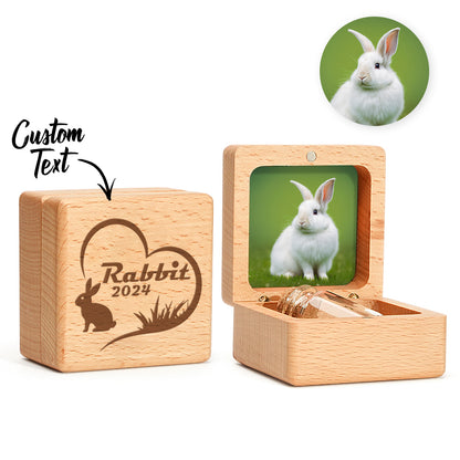 Walnut personalised pet fur keepsake box with lid removed, showing stored memento – sympathy gift for pet owners