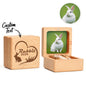 Walnut personalised pet fur keepsake box with lid removed, showing stored memento – sympathy gift for pet owners