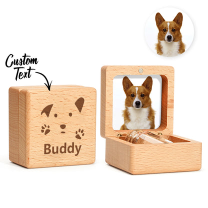 Example personalised engraving styles on a walnut pet memorial box – custom text options for a lasting keepsake