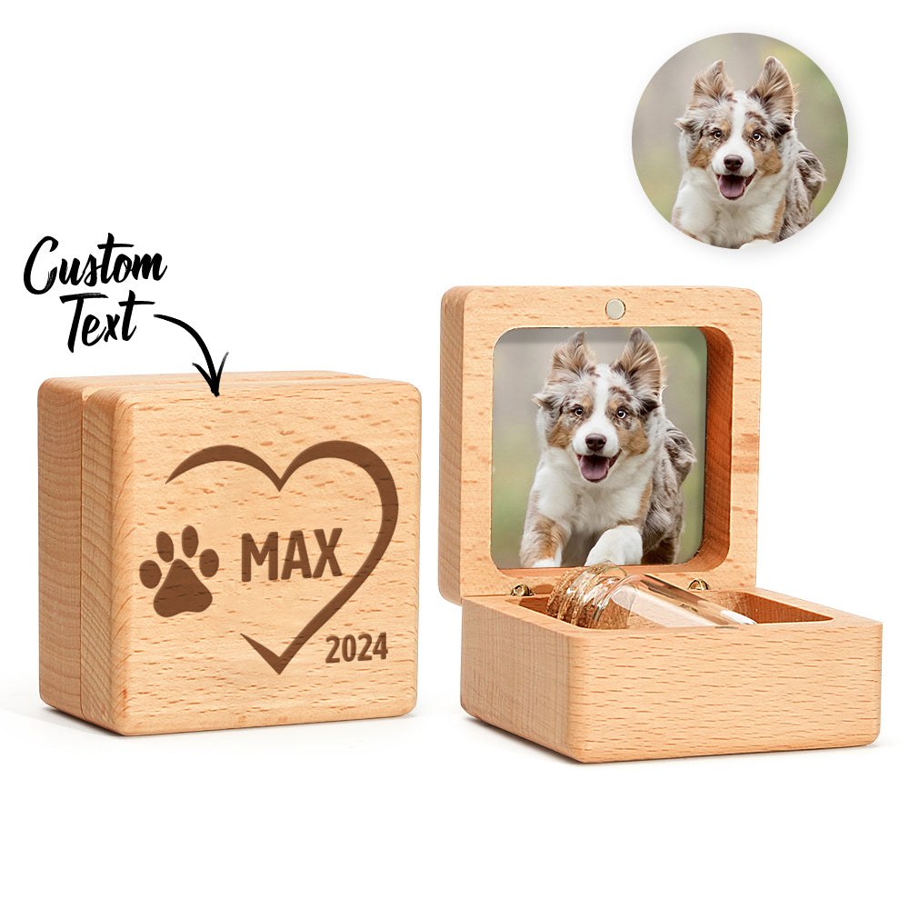 Detailed view of walnut grain and smooth finish on a personalised pet fur keepsake box – durable, elegant memorial keepsake
