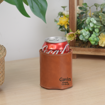 Personalised Engraved Can Cooler Holder | Unique Groomsmen Gift