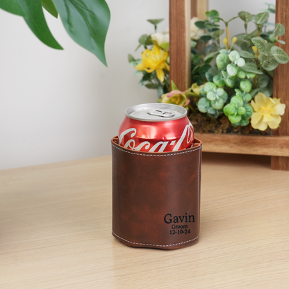 Personalised Engraved Can Cooler Holder | Unique Groomsmen Gift