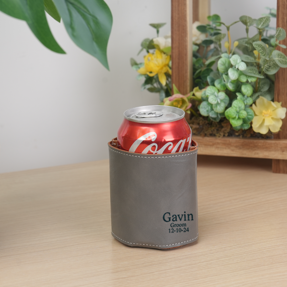 Personalised Engraved Can Cooler Holder | Unique Groomsmen Gift