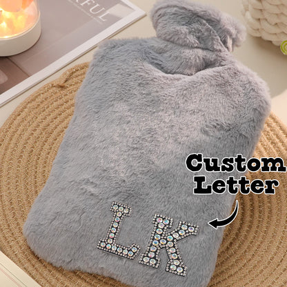 Personalised Initial Hot Water Bottle - Hot & Cold Therapy Gift for Winter