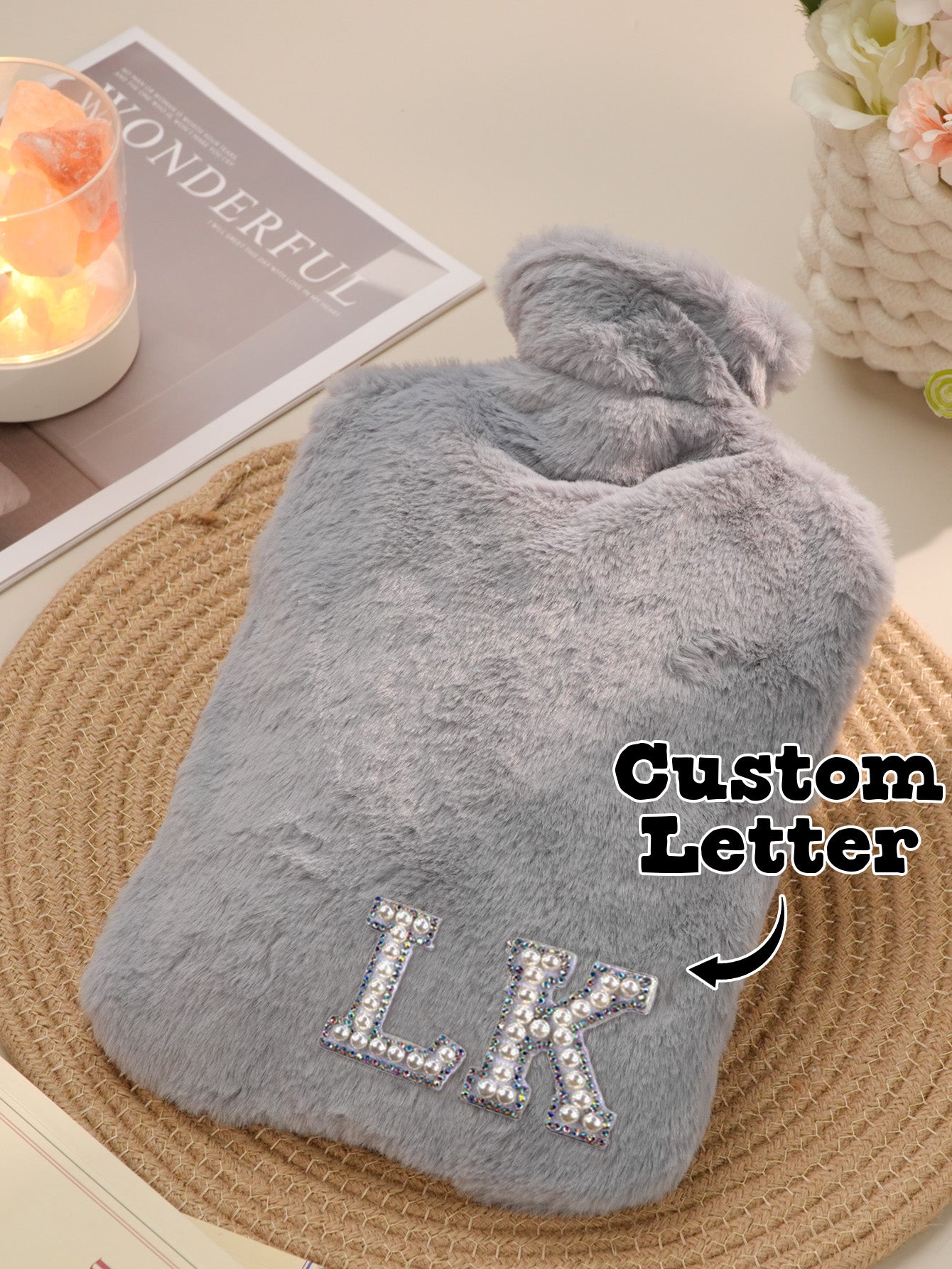 Personalised Initial Hot Water Bottle - Hot & Cold Therapy Gift for Winter