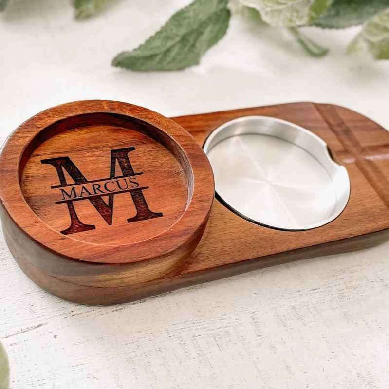 Personalized Name Ashtray with Monogram & Name Custom Gift for Smokers Father's Day Gift for Him
