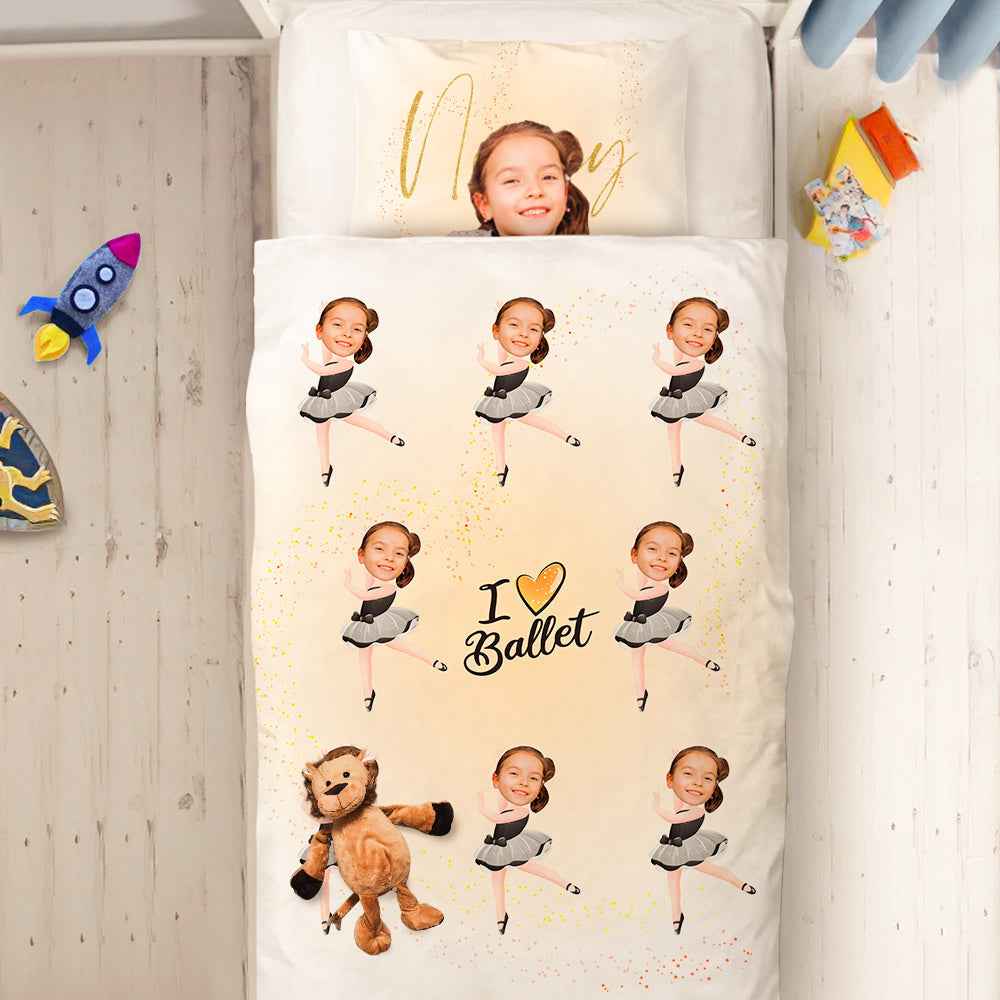 Custom Photo Engraved Quilt Cover Text Pillowcase Dancer Pattern Children's Gift
