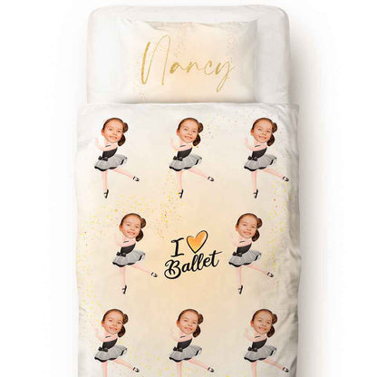 Custom Photo Engraved Quilt Cover Text Pillowcase Dancer Pattern Children's Gift