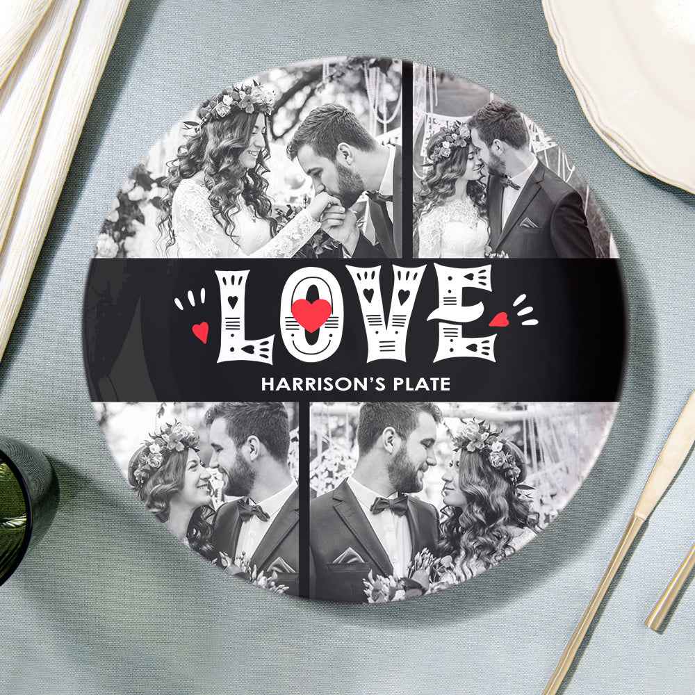 Personalized Custom Name Picture Dessert Plate LOVE Decorative Photo Dinner Plate