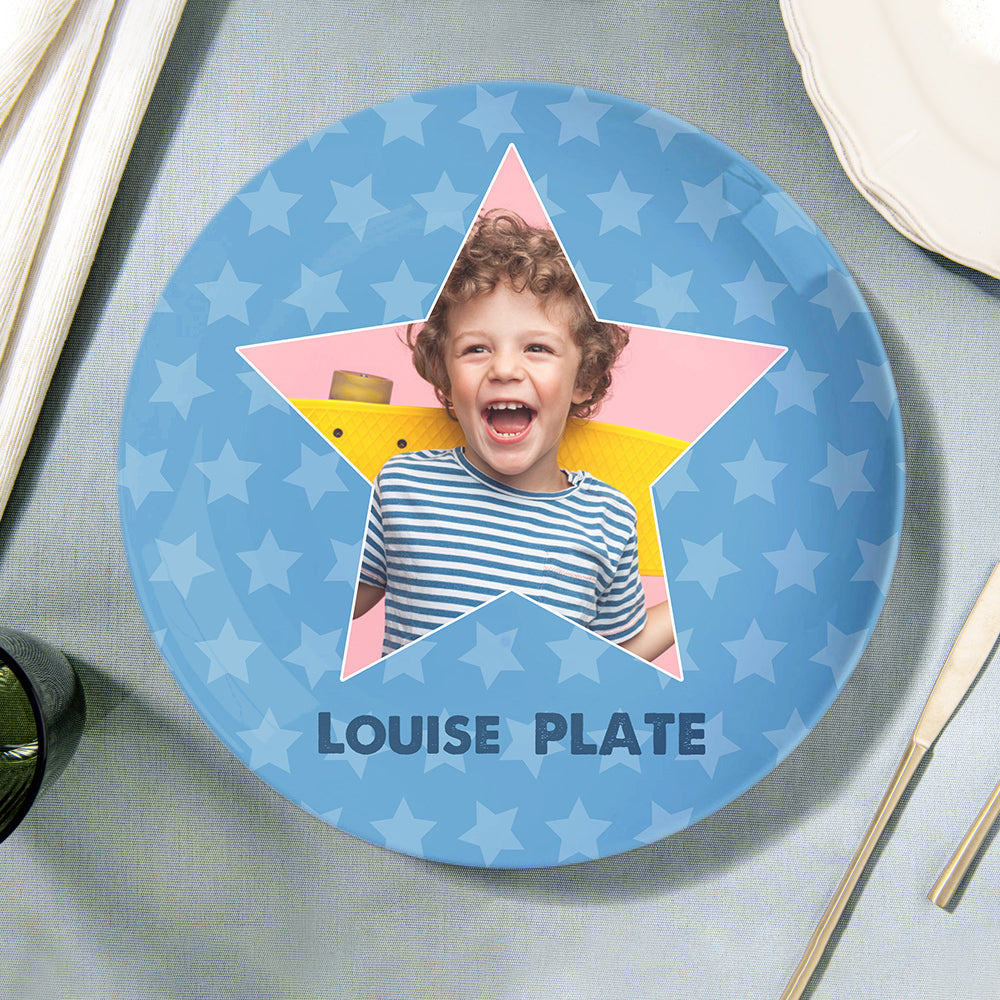 Personalised Star-Shaped Ceramic Plate - Custom Name & Photo Souvenir
