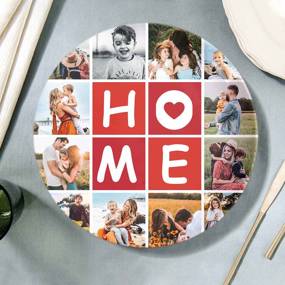 Home Decor Photo Plates Personalised Collage Photo Dinner Plates With 12 Pictures