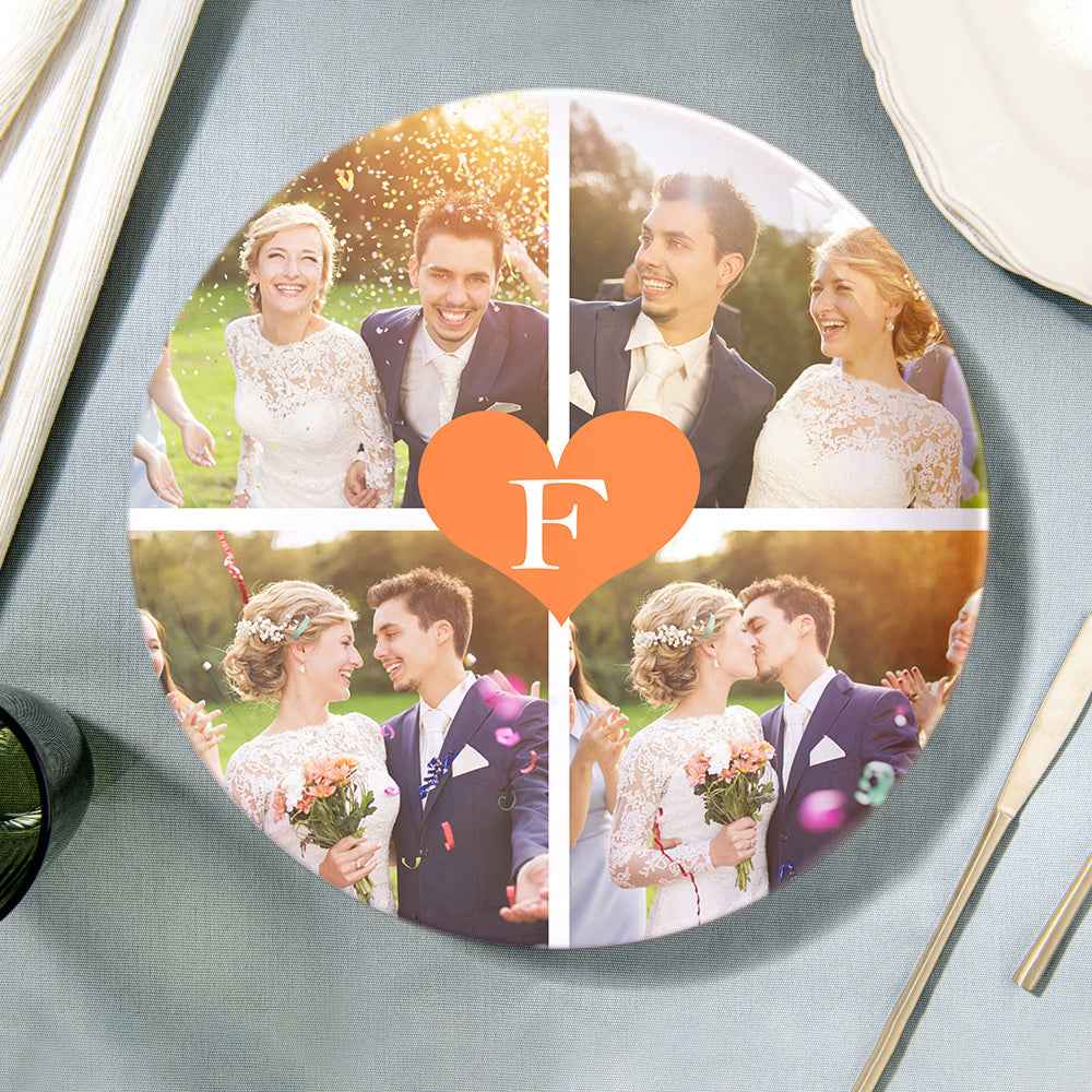 Personalized Alphabet Ceramic Dish Plate Custom Printed Photo Dinner Plate Tableware