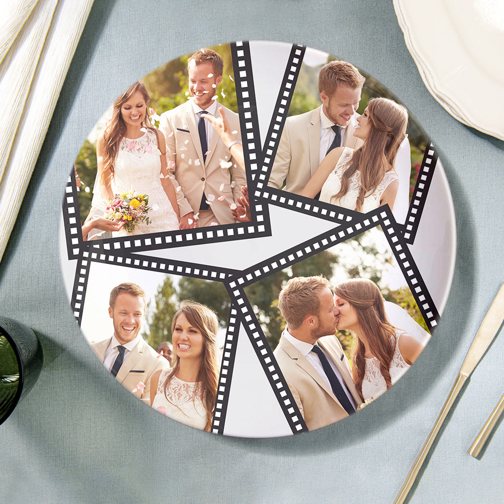 Personalised Ceramic Wedding Plate - Customised with 4 Photos