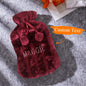 Collection layout of personalised hot water bottle colour options, demonstrating available shades and embroidery customisation