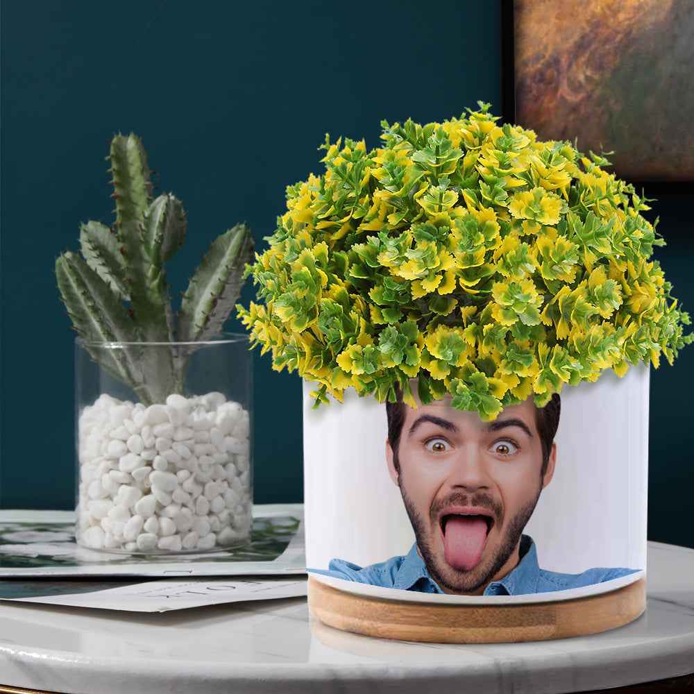 Custom Photo Flower Planter Pot Personalized Funny Ceramic Succulent Plant Pot