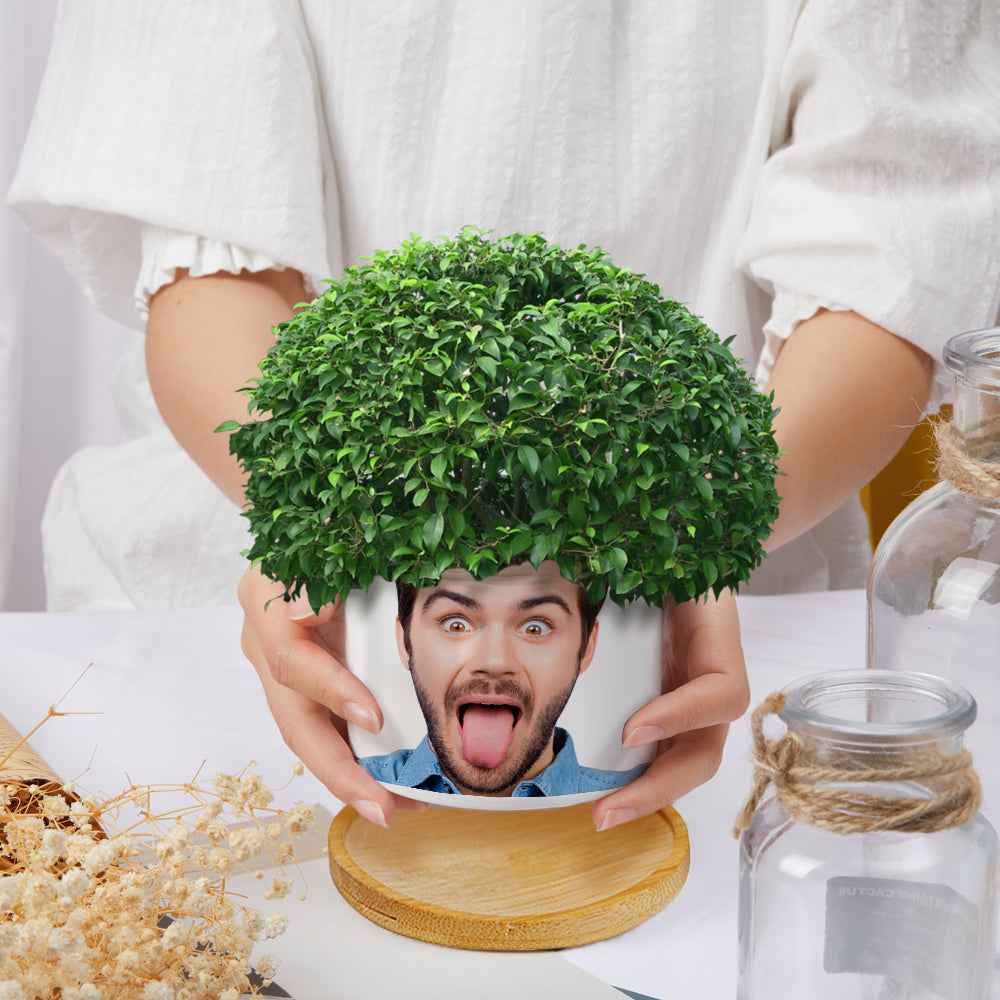 Custom Photo Flower Planter Pot Personalized Funny Ceramic Succulent Plant Pot