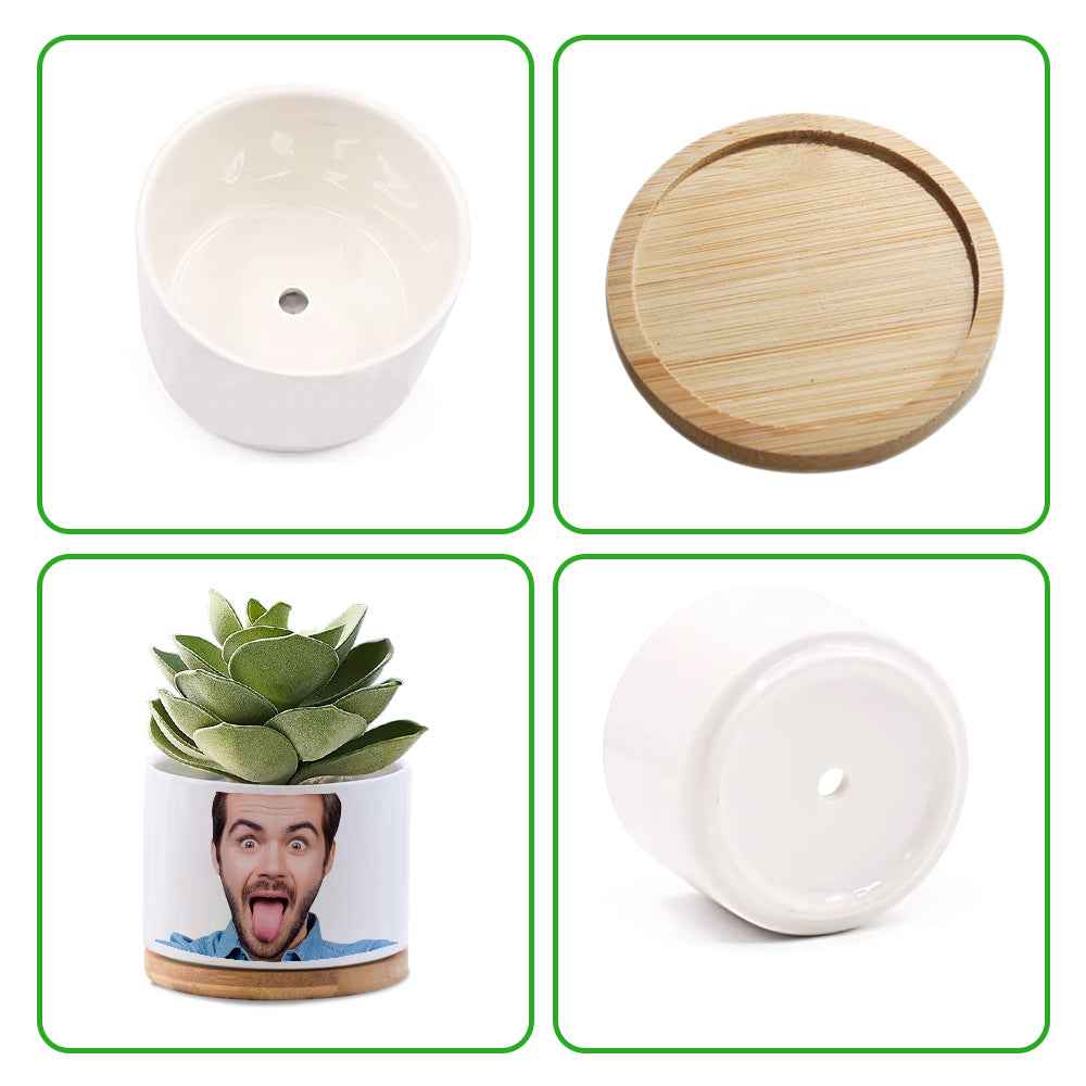 Custom Photo Flower Planter Pot Personalized Funny Ceramic Succulent Plant Pot