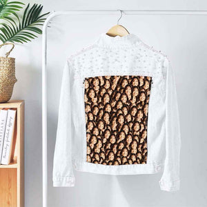 Personalized Funny Jean Jacket with Pearl Custom Face Denim Jacket Gift for Women