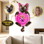 Personalised Pet and Owner wall clock featuring owner and dog photos on clear acrylic — a custom photo gift for pet lovers