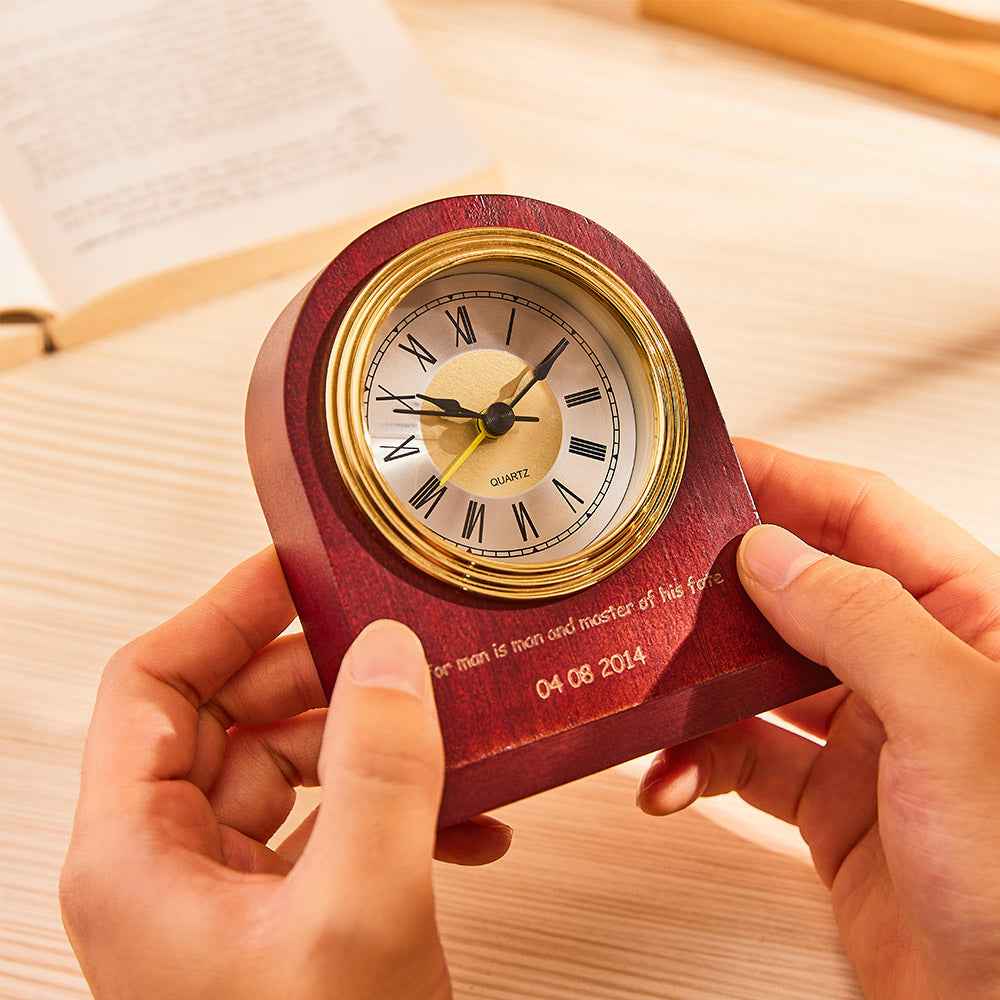 Custom Engraved Clock Vintage Home Commemorate Wood Gifts