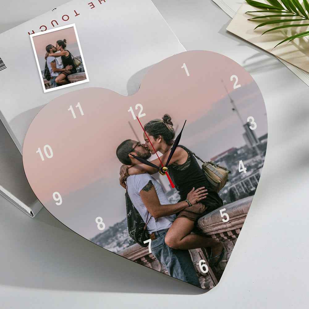 Custom Photo Clock Heart-shaped Romantic Household Gifts