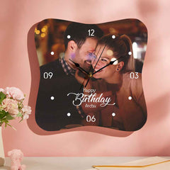 Custom Photo Clock With Name Personalized Wood Wall Clock Birthday Gifts