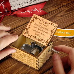 Personalized Engraved Hand Crank Wooden Music Box with Text