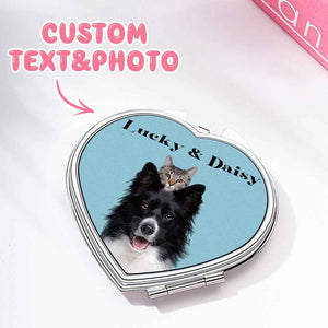 Personalized Pet Portrait Compact Portable Mirror Travel Birthday Gift for Pet Lover