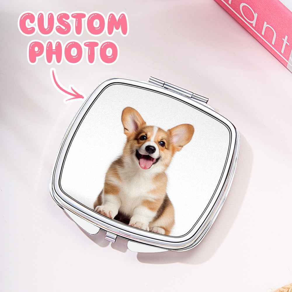 Personalized Photo Compact Portable Mirror Travel Birthday Gift for Her