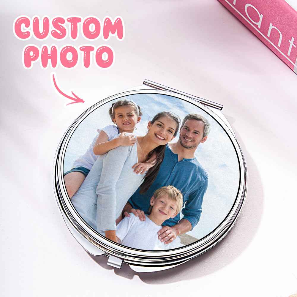 Personalized Photo Compact Portable Mirror Travel Birthday Gift for Her