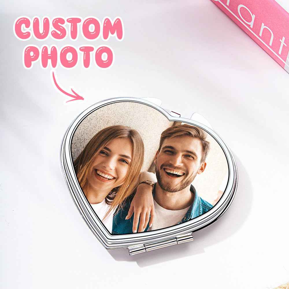 Personalized Photo Compact Portable Mirror Travel Birthday Gift for Her