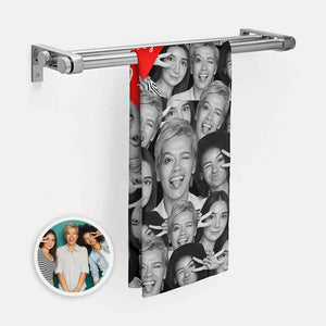 Custom Red Heart Towel Personalized Photo Towel Funny Gift