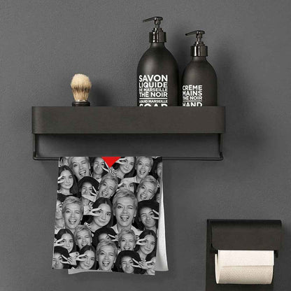 Custom Red Heart Towel Personalized Photo Towel Funny Gift