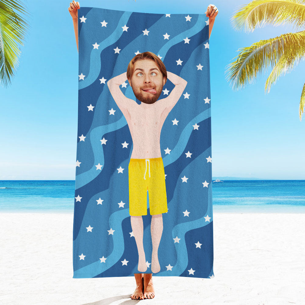 Personalised Photo Towel Gift - Custom Engraved Towel for Boyfriend or Girlfriend