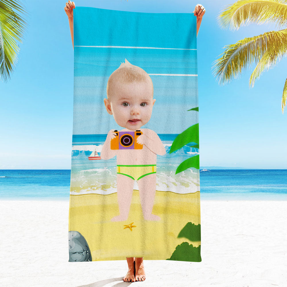 Personalised Photo Towel Gift - Custom Engraved Towel for Boyfriend or Girlfriend